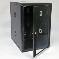 Шафа 19" 18U, 600х800х907мм (Ш*Г*В) серверна настінна чорна CMS акрилове скло  Шафа 19" 18U, 600х800х907мм (Ш*Г*В) серверна настінна чорна CMS акрилове скло