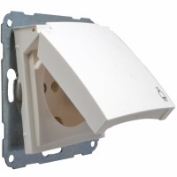 Розетка с заземлением c самозакрывающейся крышкой, IP30,белая. Розетка с заземлением c самозакрывающейся крышкой, IP30,белая.