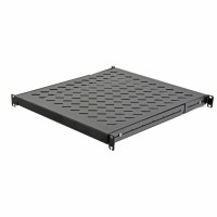 Полка 19 "4 точки кріпл. , 550мм глиб., перфорована , сталь 2 мм , чорна  Полка 19 "4 точки кріпл. , 550мм глиб., перфорована , сталь 2 мм , чорна