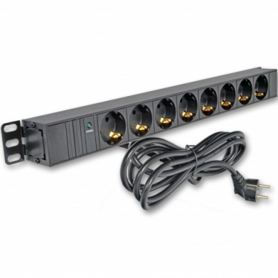 Блок 19 "на 8 розеток, 16А, індикатор мережі, шнур 3 м, 1U
