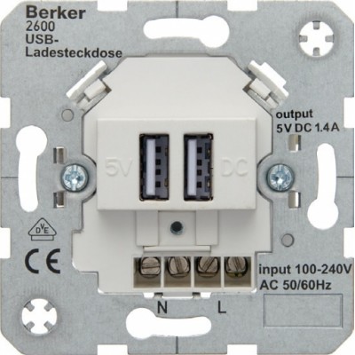 Berker S1 Зарядна розетка з USB -роз’ємом , 230 В