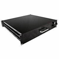 Скринька висувна для документів 19" 2U з замком, 450 глибина, чорна Скринька висувна для документів 19" 2U з замком, 450 глибина, чорна