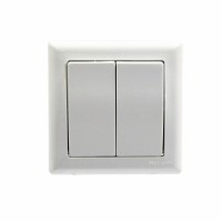 Выключатель 2-клавишный, с рамкой, белый. Выключатель 2-клавишный, с рамкой, белый.