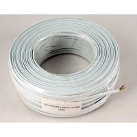 Телефонний кабель 4-пров., плоский, мідний, білий 100 м Телефонний кабель 4-пров., плоский, мідний, білий 100 м