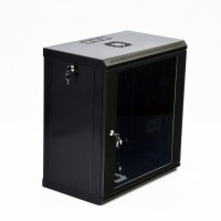 Шафа 19'' 12U, 600х350х640 мм (Ш * Г * В) серверна настінна чорна CMS акрилове скло 