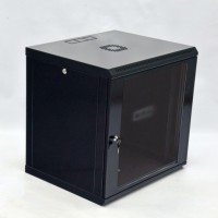 Шафа 19'' 12U, 600х600х640 мм (Ш * Г * В) серверна настінна чорна CMS акрилове скло 