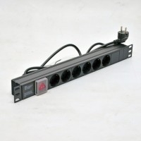 Блок 19" на 6 роз. нем. станд., 16А, 1U Блок 19" на 6 роз. нем. станд., 16А, 1U
