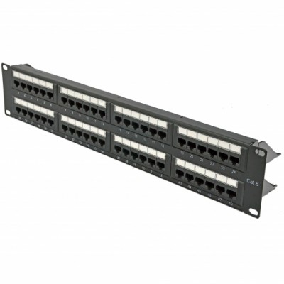 Патч-панель 19" 48xRJ-45 UTP, кат. 6, 2U, type 110, із заднім організатором, Kingda