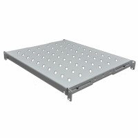 Полка 19 "4 точки кріпл. , 400мм глиб., перфорована , сталь  2 мм , сіра  Полка 19 "4 точки кріпл. , 400мм глиб., перфорована , сталь  2 мм , сіра