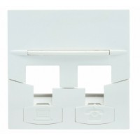 Лицевая панель для 2-х модулей RJ45, 45x45 мм, белая Лицевая панель для 2-х модулей RJ45, 45x45 мм, белая