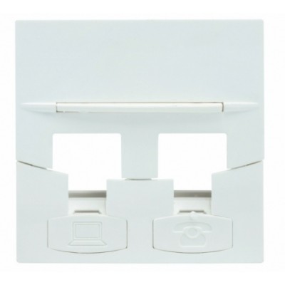 Лицьова панель для 2-х модулів RJ45, 45x45 мм, біла