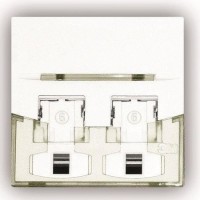 Лицевая панель для 2-х модулей RJ45, 45x45 мм, белая Лицевая панель для 2-х модулей RJ45, 45x45 мм, белая