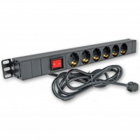 Блок 19" на 6 розеток, 16А, с выключателем, шнур 3 м, 1U Блок 19" на 6 розеток, 16А, с выключателем, шнур 3 м, 1U