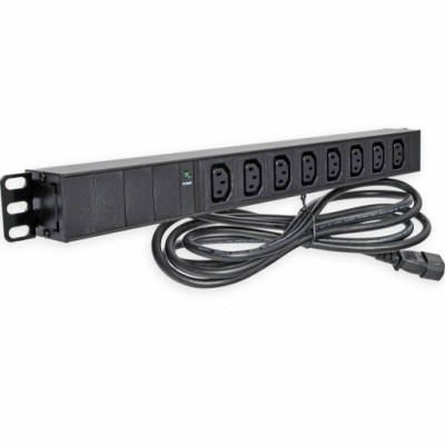 Блок 19 "на 8 розеток, з індикатором, шнур 3 м з вилкою С14 для UPS, 10А, 1U