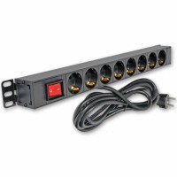 Блок 19" на 8 розеток, 10А, с выключателем, шнур 3 м, 1U Блок 19" на 8 розеток, 10А, с выключателем, шнур 3 м, 1U