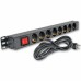 Блок 19 "на 8 розеток, 10А, з вимикачем, шнур 3 м, 1U