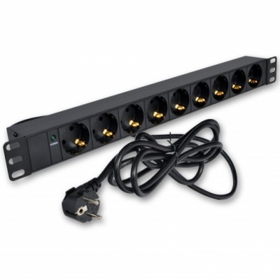 Блок 19 "на 9 розеток, з індикатором, шнур 3 м, 16А, 1U