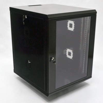 Шафа 19'' 15U, 600х700х773 мм (Ш*Г*В) cерверна настінна чорна CMS  акрилове скло 