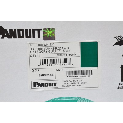 Кабель UTP, кат. 6, 23AWG, LSZH, білий, 305 м, Panduit