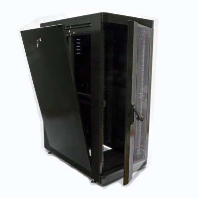 Шафа 19" 28U, 610х1055 мм (Ш*Г) серверна підлогова чорна CMS посилена 