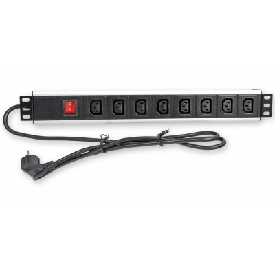 Силовий блок, 19 ", 8 розеток UPS, 1.5 U, вимикач, шнур 1.8 м, євровилку