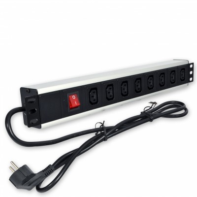 Силовий блок, 19 ", 8 розеток UPS, 1.5 U, вимикач, шнур 1.8 м, євровилку