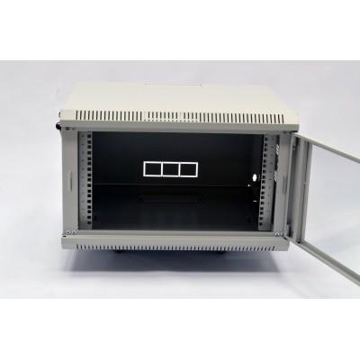 Шафа 19'' 6U, 600х350х373 мм (Ш*Г*В) серверна настінна сіра CMS акрилове скло 