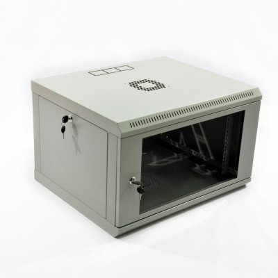 Шафа 19'' 6U, 600х500х373 мм (Ш * Г * В) серверна настінна сіра CMS акрилове скло 