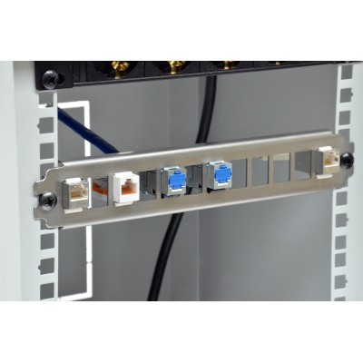Патч панель 10", 1U, під 12 модулів KeyStone (slim), 2 точки крпл., нержавіюча сталь