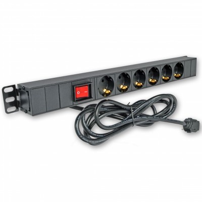 Блок 19 "на 6 розеток, 16А, з вимикачем, шнур 3 м, 1U