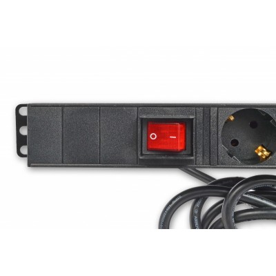 Блок 19 "на 6 розеток, 16А, з вимикачем, шнур 3 м, 1U