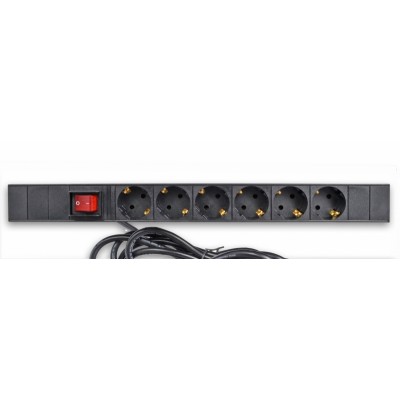 Блок 19 "на 6 розеток, 16А, з вимикачем, шнур 3 м, 1U