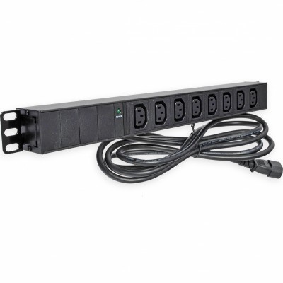 Блок 19 "на 8 розеток, з індикатором, шнур 3 м з вилкою С14 для UPS, 10А, 1U