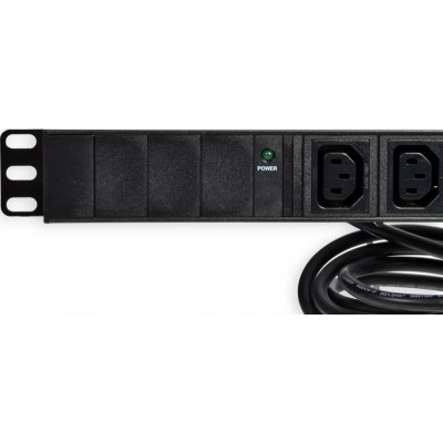 Блок 19 "на 8 розеток, з індикатором, шнур 3 м з вилкою С14 для UPS, 10А, 1U