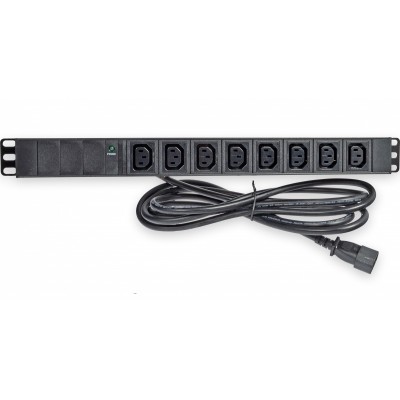 Блок 19 "на 8 розеток, з індикатором, шнур 3 м з вилкою С14 для UPS, 10А, 1U