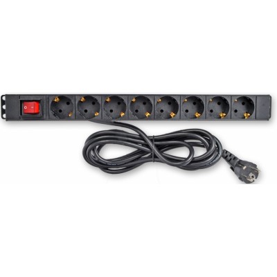 Блок 19 "на 8 розеток, 10А, з вимикачем, шнур 3 м, 1U