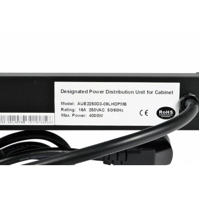 Блок 19 "на 9 розеток, з індикатором, шнур 3 м, 16А, 1U