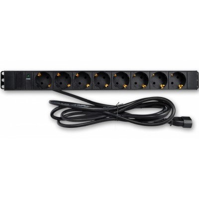 Блок 19 "на 8 розеток, з індикатором, шнур 3 м з вилкою С14 для UPS, 10А, 1U