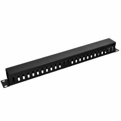 Кабельний організатор 1U, металевий, перфорований, чорний (H-44 mm)
