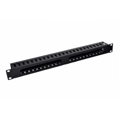 Кабельний організатор 1U, металевий, перфорований, чорний (H-44 mm)
