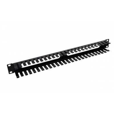 Кабельний організатор 1U, металевий, перфорований, чорний (H-44 mm)