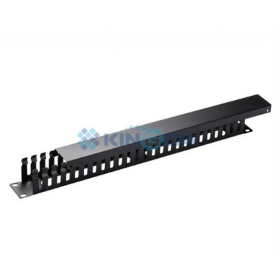 Кабельний організатор 1U, металевий, перфорований, чорний (H-44 mm)